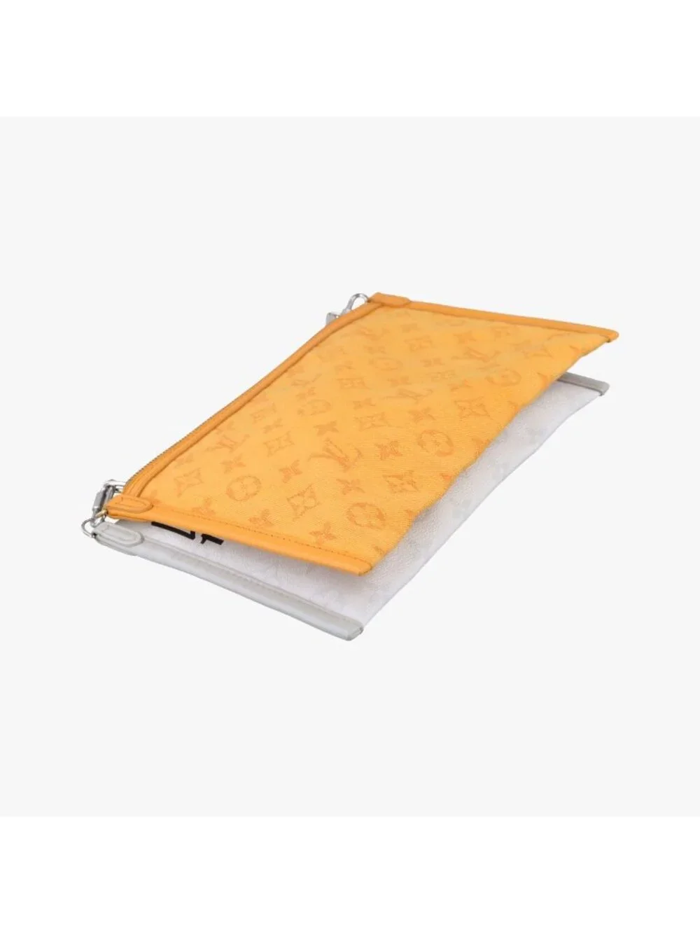 Louis Vuitton Flat Messenger Blanc Orange White Monogram Canvas Ochre Denim